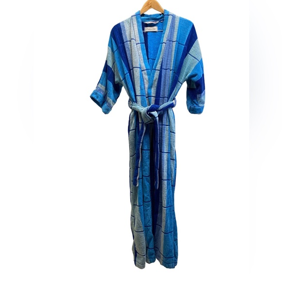 Dior Other - Vintage Christian Dior Loungewear Blue Checkered Terry Robe
